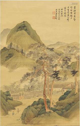 吴谷祥（1848～1903） 青山闲居图 设色绢本 镜片