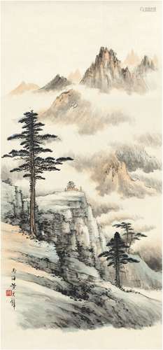 黄君璧（1898～1991） 云峰远望图 设色纸本 画心