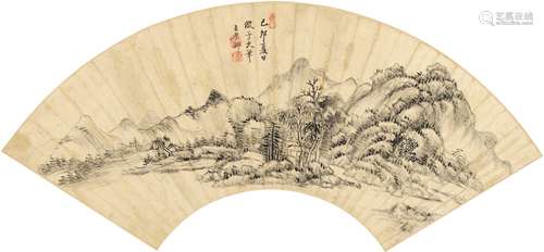 王原祁（1642～1715） 湖山胜景图 水墨纸本 扇页