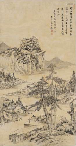 沈宗敬（1669～1735） 溪山草阁图 水墨纸本 镜片