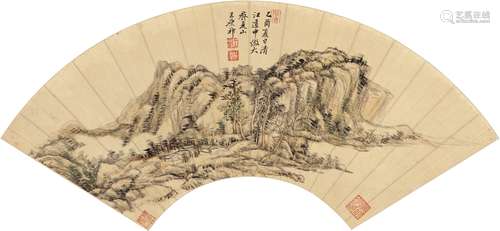 王原祁（1642～1715） 夏山图 设色纸本 扇页