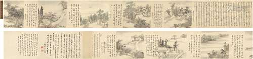 张 庚（1685～1760） 东村八景图卷 设色纸本  手卷