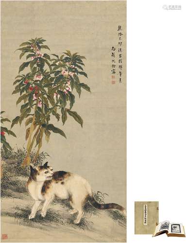 沈 铨（1682～1762后） 花间猫趣图 设色纸本 立轴