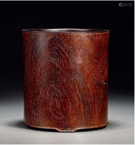 清·紫檀笔筒 QING DYNASTY  A ZITAN BRUSHPOT