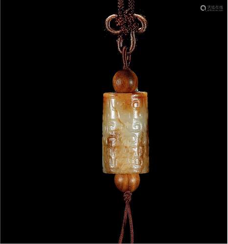 宋·白玉红沁云纹勒子 SONG DYNASTY  A RUSSET JADE ORNAMENT WITH CLOUD PATTERN