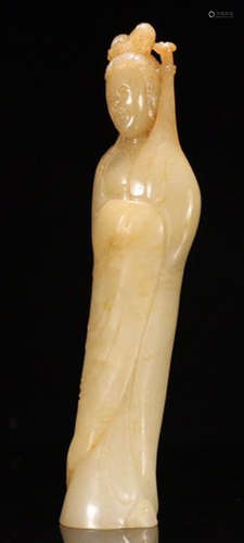 A HETIAN JADE HUMAN SHAPED FIGURE