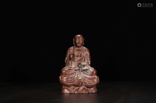 A ZITAN WOOD BUDDHA SHAPED ORNAMENT