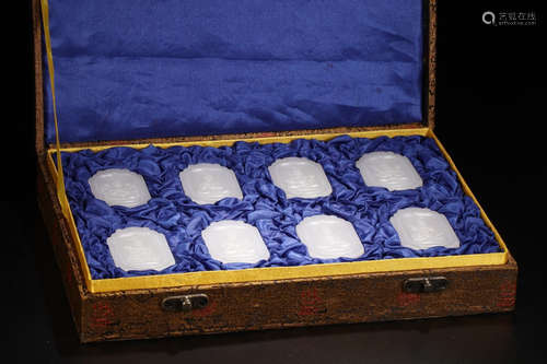 SET OF HETIAN JADE TABLETS WITH BOX