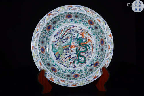 A YONGZHENG MARK DOUCAI PLATE