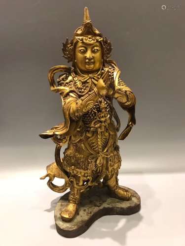 A GILT BRONZE FEMALE BUDDHA FIGURE