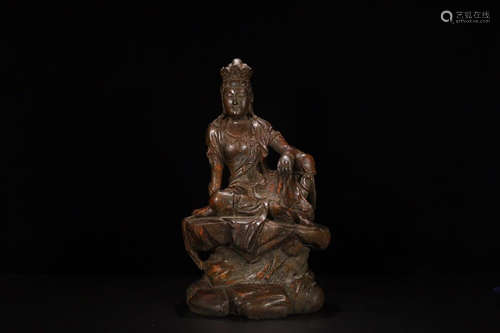 A BAMBOO ZIZAI GUANYIN BUDDHA