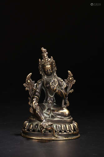 A COPPER SITTING BUDDHA