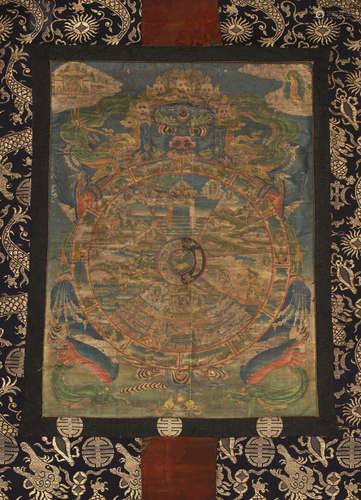 THANGKA DEPICITNG THE WHEEL OF LIFE