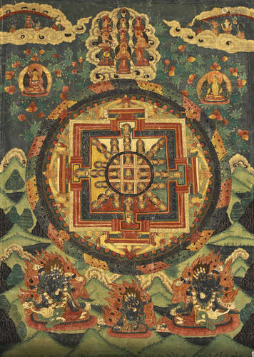 THANGKA WITH DEPICTION OF A MANDALA