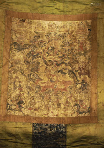 THANGKA DEPICTING LHAMO ON HIS DONKEY