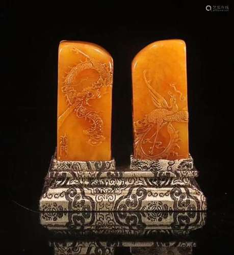 SHOUSHAN TIANHUANG STONE LONG FENG CHENG XIANG SEAL FOR 2