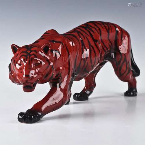 ROYAL DOULTON FLAMBE, STALKING TIGER ANIMAL FIGURINE