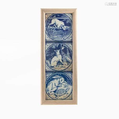 MINTONS AESTHETIC PERIOD AESOP'S FABLES FLOW BLUE TILES