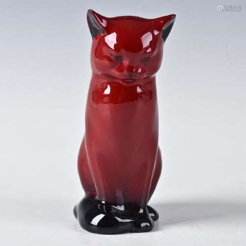 ROYAL DOULTON FLAMBE, SEATED CAT ANIMAL FIGURINE HN109