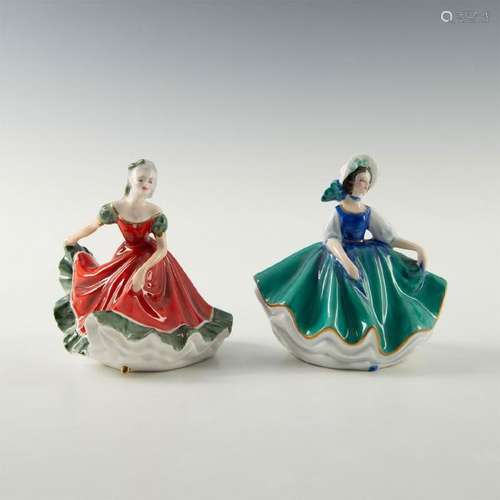 2 ROYAL DOULTON MINI FIGURINES, DANCING LADIES