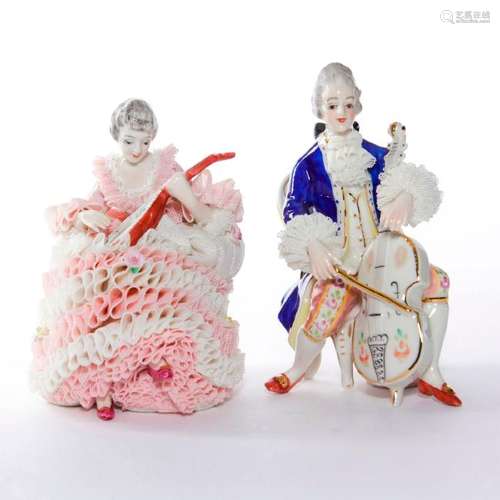 SET OF TWO IRISH DREDSEN MUSICIAN FIGURINES