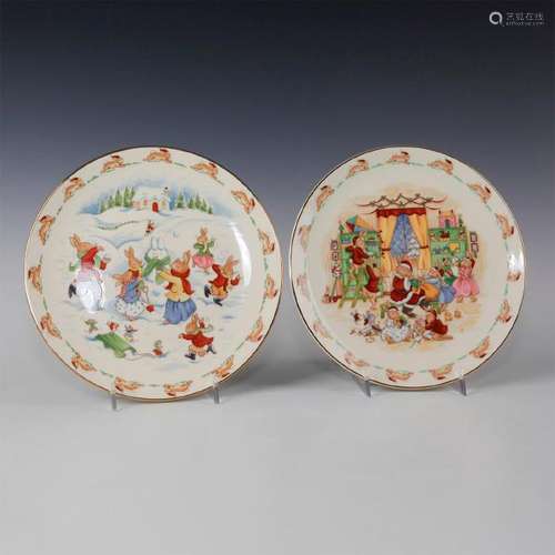 ROYAL DOULTON 2 BUNNYKINS CHRISTMAS PLATES, PN175,