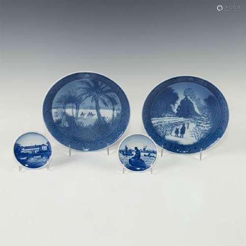 4 ROYAL COPENHAGEN COLLECTIBLE BLUE/WHITE PLATES