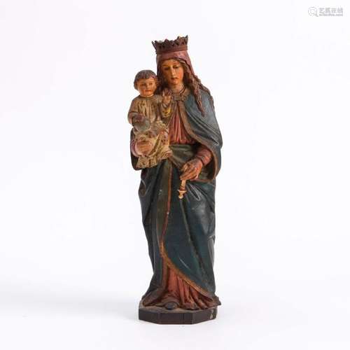 ART NOUVEAU WOODEN MADONNA AND CHILD