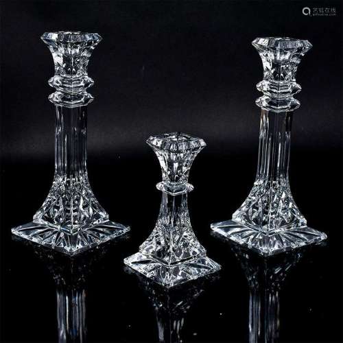 SET OF 3 WATERFORD CRYSTAL LISMORE CANDLESTICKS