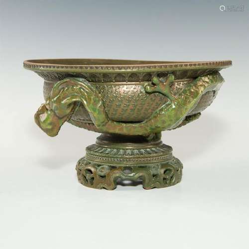 DOULTON LAMBETH STONEWARE DRAGON BOWL BY HARRY BARNARD