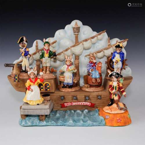 ROYAL DOULTON 7 BUNNYKINS SHIPMATES FIGURINES AND SHIP