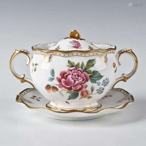 ROYAL CROWN DERBY PORCELAIN SUGAR BOWL AND SAUCER