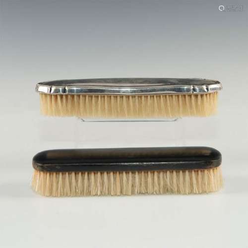 PAIR OF VINTAGE CLOTHES BRUSHES; WOOD; 800 SILVER