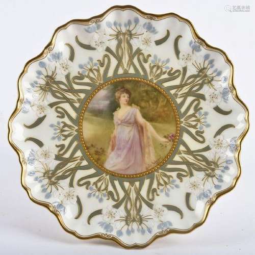 ROYAL DOULTON LACTOLIAN WARE TAZZA PLATTER W. GILT