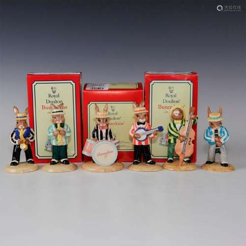 ROYAL DOULTON 6 BUNNYKINS FIGURINES JAZZ BAND