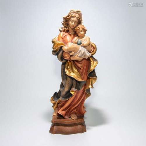 ANRI ART NOUVEAU WOODEN MADONNA AND CHILD