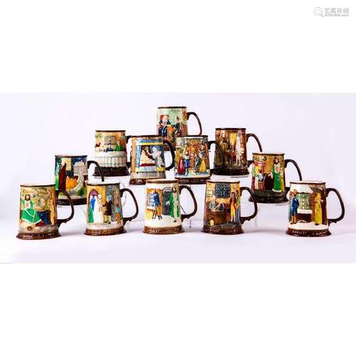 SET OF 12 DOULTON BESWICK CHRISTMAS CAROL TANKARDS