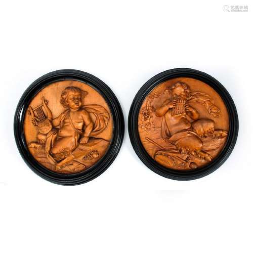 SET OF 2 AESTHETIC PERIOD HAND CARVED GERMAN PAN SATYR