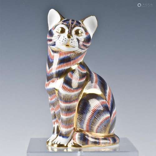 ROYAL CROWN DERBY CAT ANIMAL FIGURINE