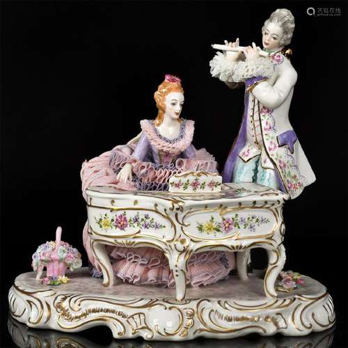 IRISH DRESDEN FIGURINE, MAGIC FLUTE