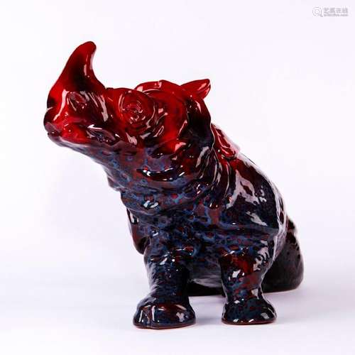 ROYAL DOULTON FLAMBE, RHINOCEROS SCULPTURE