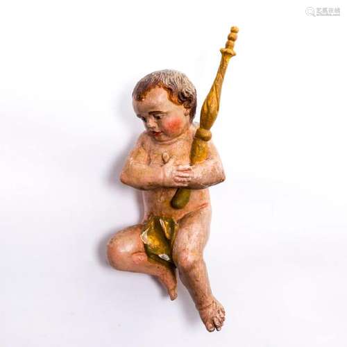 19TH CENTURY WOODEN PUTTI NEOCLASSICAL BOY