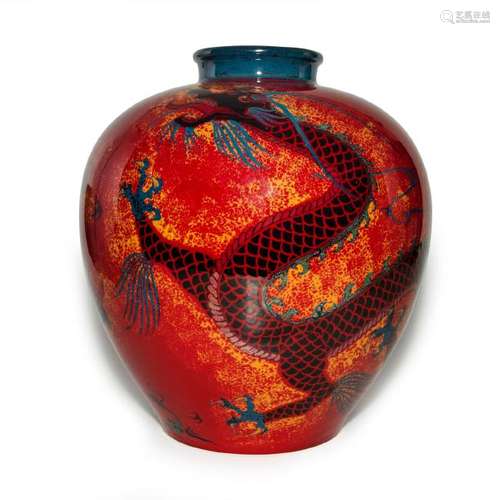 ROYAL DOULTON FLAMBE, SANMING DRAGON VASE BA16