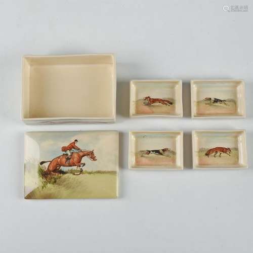 ROYAL DOULTON SERIESWARE COVERED DISH & TRAYS, FOX HUNT