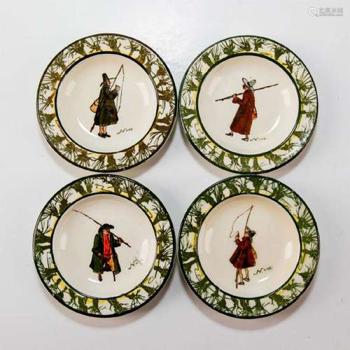 LOT OF 4 ROYAL DOULTON MINI PLATES, GALLANT FISHERS