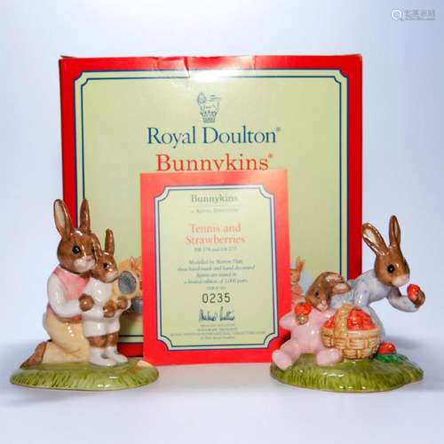 ROYAL DOULTON BUNNYKINS FIGURINES TENNIS & STRAWBERRIES