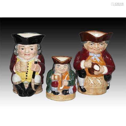 3 ROYAL DOULTON TOBY JUGS TOBY XX, JOLLY, & HONEST