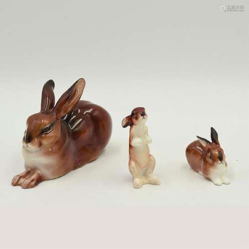 3 ROYAL DOULTON ANIMAL FIGURINES, HARES