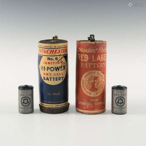 4 ANTIQUE DRY CELL BATTERIES, UNION CARBIDE, WINCHESTER