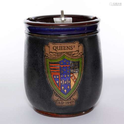 ROYAL DOULTON STONEWARE TOBACCO JAR, QUEENS COLLEGE